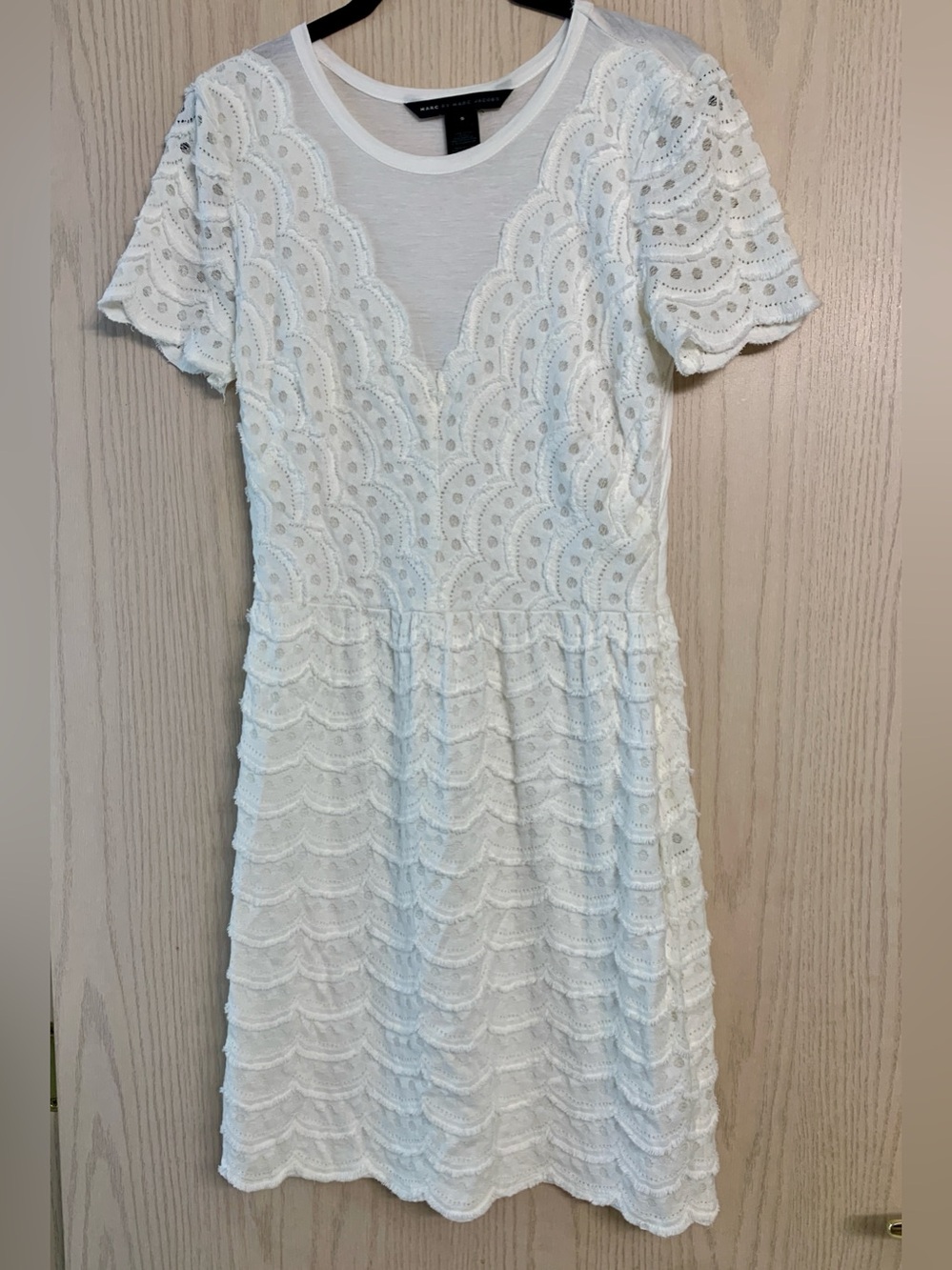 Marc by Marc Jacobs White Scalloped Eyelet Lace Mini Dress